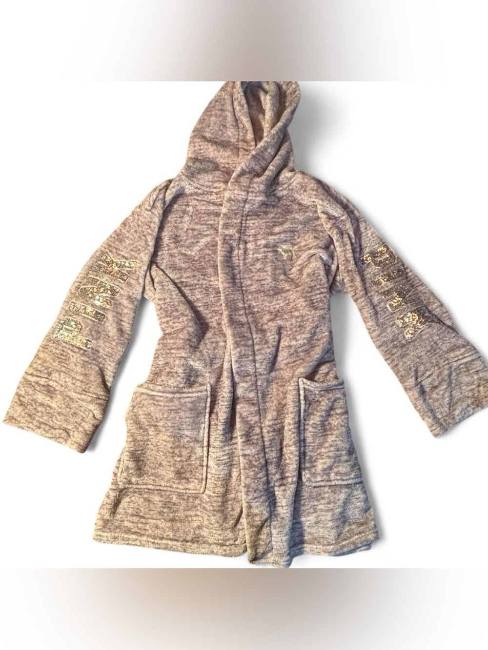Victoria’s Secret PINK Cozy Robe with Sequin Sleeve Detail - Heather Gray
